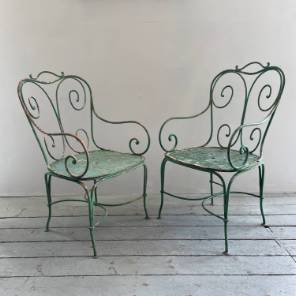 A Pair of French 19th C. Garden Chairs 